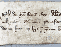 Image shows a detail of a letter from King Philip IV to his agents at the papal court asking that they assist Wallace with whatever his business may be with the pope, the National Archives, London, reference SC 1/30/81
